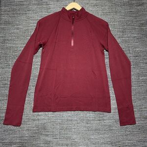 H&M Move Sweater Women's M Red Burgundy 1/4 Zip Christmas